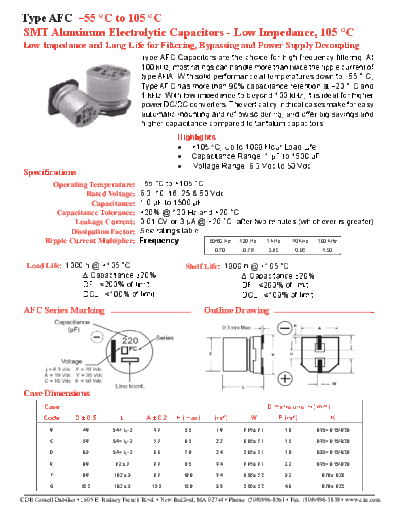 CDE [Cornell-Dubilier] CDE [smd] AFC Series  . Electronic Components Datasheets Passive components capacitors CDE [Cornell-Dubilier] CDE [smd] AFC Series.pdf