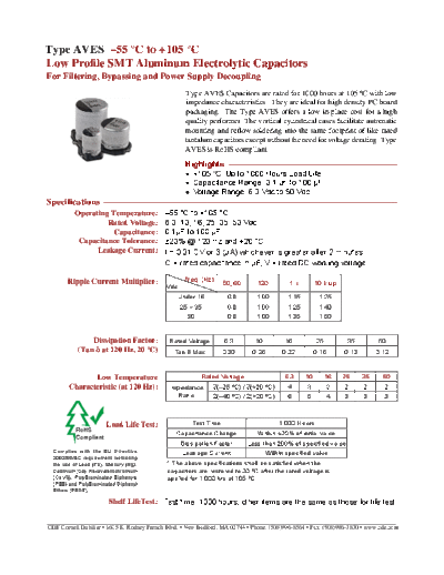 CDE [Cornell-Dubilier] CDE [smd] AVES Series  . Electronic Components Datasheets Passive components capacitors CDE [Cornell-Dubilier] CDE [smd] AVES Series.pdf
