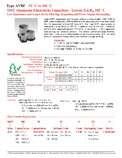 CDE [Cornell-Dubilier] CDE [smd] AVRF Series  . Electronic Components Datasheets Passive components capacitors CDE [Cornell-Dubilier] CDE [smd] AVRF Series.pdf