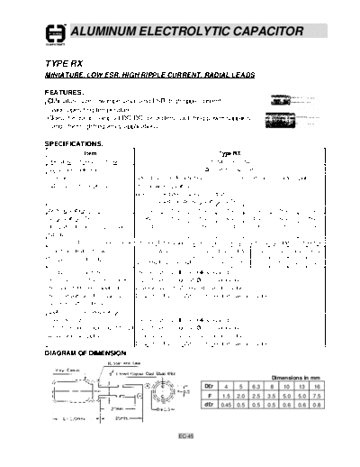 Cosonic [radial thru-hole] RX Series  . Electronic Components Datasheets Passive components capacitors Cosonic Cosonic [radial thru-hole] RX Series.pdf