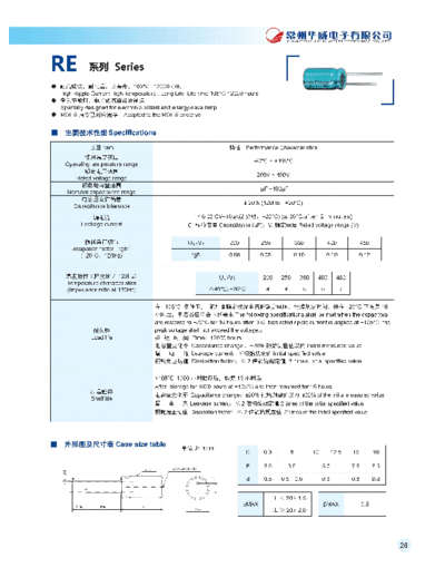 Chang [radial thru-hole] RE Series  . Electronic Components Datasheets Passive components capacitors Chang Chang [radial thru-hole] RE Series.pdf