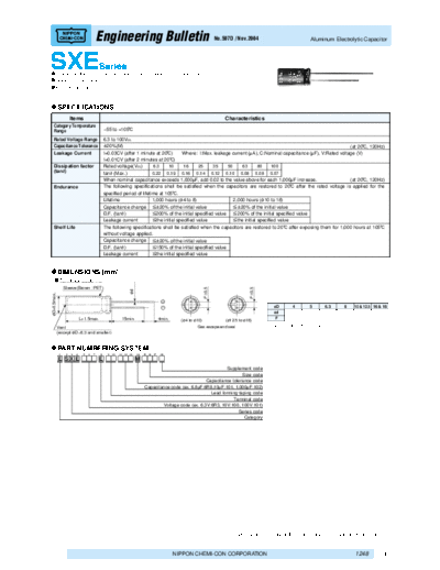 Chemi-con UCC [radial thru-hole] SXE series  . Electronic Components Datasheets Passive components capacitors Chemi-con UCC [radial thru-hole] SXE series.pdf