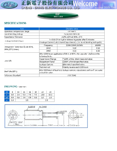 Chhsi [radial] 2004 BP series  . Electronic Components Datasheets Passive components capacitors Chhsi Chhsi [radial] 2004 BP series.pdf