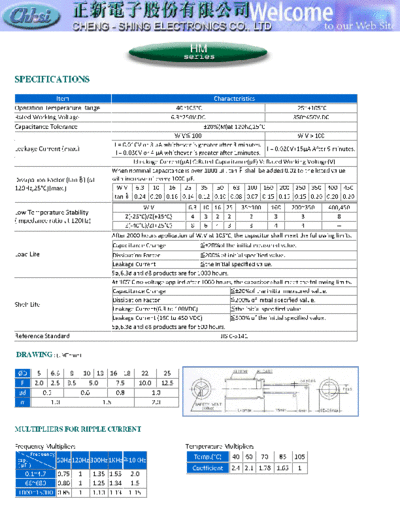 Chhsi [radial] 2004 HM series  . Electronic Components Datasheets Passive components capacitors Chhsi Chhsi [radial] 2004 HM series.pdf