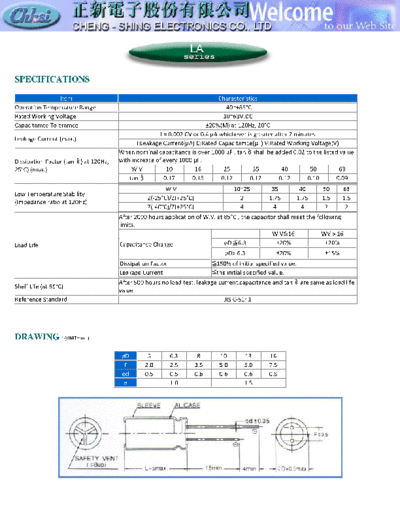 Chhsi [radial] 2004 LA series  . Electronic Components Datasheets Passive components capacitors Chhsi Chhsi [radial] 2004 LA series.pdf