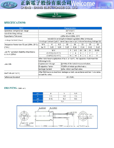 Chhsi [radial] 2004 LS series  . Electronic Components Datasheets Passive components capacitors Chhsi Chhsi [radial] 2004 LS series.pdf