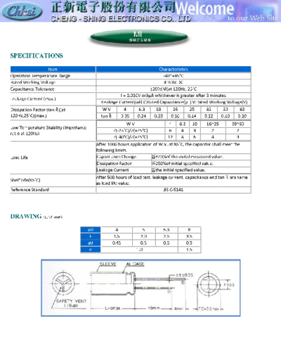 Chhsi [radial] 2004 MI series  . Electronic Components Datasheets Passive components capacitors Chhsi Chhsi [radial] 2004 MI series.pdf