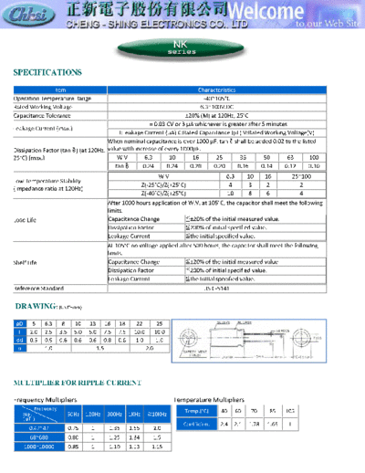 Chhsi [radial] 2004 NK series  . Electronic Components Datasheets Passive components capacitors Chhsi Chhsi [radial] 2004 NK series.pdf