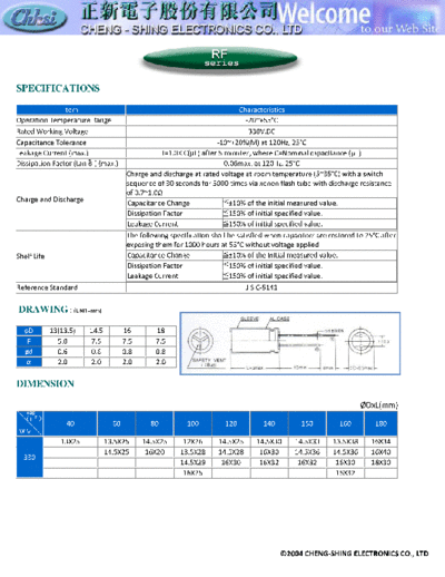 Chhsi [radial] 2004 RF series  . Electronic Components Datasheets Passive components capacitors Chhsi Chhsi [radial] 2004 RF series.pdf