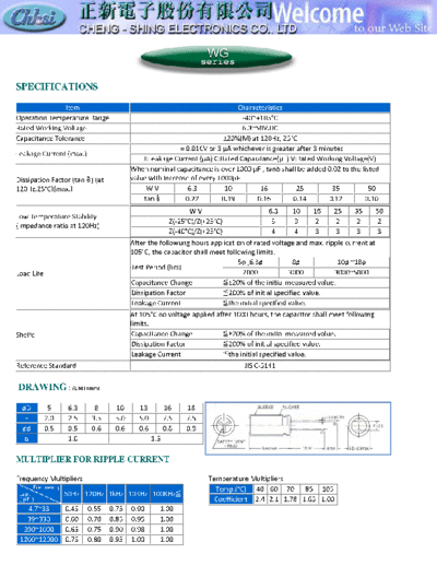 Chhsi [radial] 2004 WG series  . Electronic Components Datasheets Passive components capacitors Chhsi Chhsi [radial] 2004 WG series.pdf