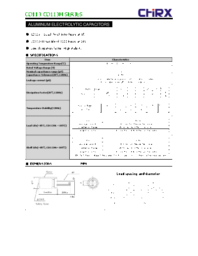 Chirx [radial thru-hole] CD113(H) Series  . Electronic Components Datasheets Passive components capacitors Chirx Chirx [radial thru-hole] CD113(H) Series.pdf