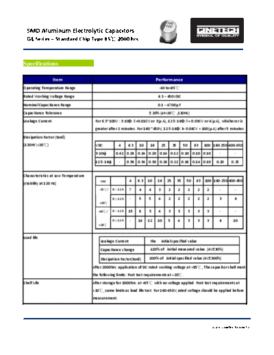 Cinetech [SMD] GL Series  . Electronic Components Datasheets Passive components capacitors Cinetech Cinetech [SMD] GL Series.pdf