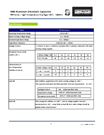 Cinetech [SMD] HH Series  . Electronic Components Datasheets Passive components capacitors Cinetech Cinetech [SMD] HH Series.pdf