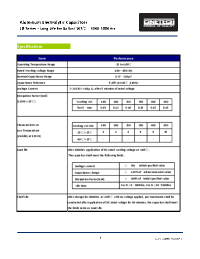 Cinetech [radial thru-hole] LB Series  . Electronic Components Datasheets Passive components capacitors Cinetech Cinetech [radial thru-hole] LB Series.pdf