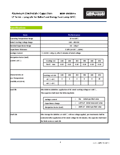 Cinetech [radial thru-hole] LF Series  . Electronic Components Datasheets Passive components capacitors Cinetech Cinetech [radial thru-hole] LF Series.pdf