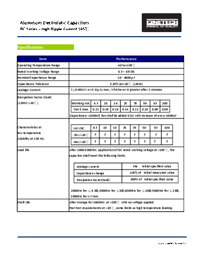 Cinetech [radial thru-hole] RC Series  . Electronic Components Datasheets Passive components capacitors Cinetech Cinetech [radial thru-hole] RC Series.pdf