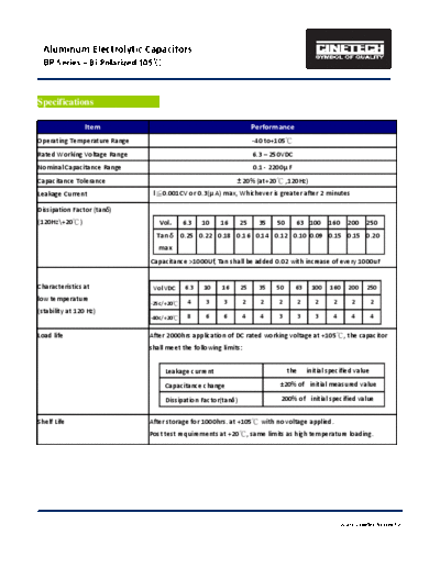 Cinetech [radial bi-polar] BP Series  . Electronic Components Datasheets Passive components capacitors Cinetech Cinetech [radial bi-polar] BP Series.pdf