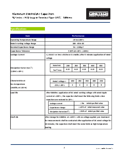 Cinetech [snap-in] SL Series  . Electronic Components Datasheets Passive components capacitors Cinetech Cinetech [snap-in] SL Series.pdf