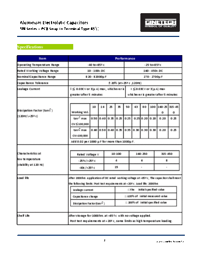 Cinetech [snap-in] SN Series  . Electronic Components Datasheets Passive components capacitors Cinetech Cinetech [snap-in] SN Series.pdf