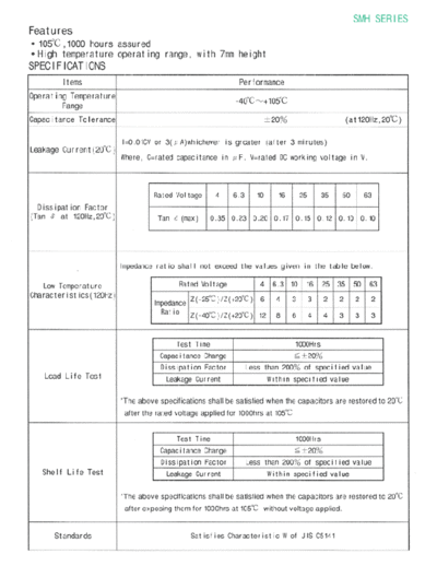 Anodia [radial thru-hole] SMH Series  . Electronic Components Datasheets Passive components capacitors Anodia Anodia [radial thru-hole] SMH Series.pdf