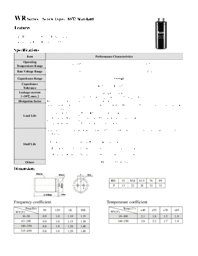 Acon [screw terminal] WR Series  . Electronic Components Datasheets Passive components capacitors Acon Acon [screw terminal] WR Series.pdf