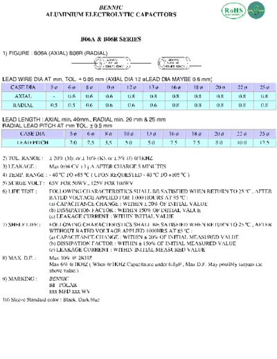 Bennic [bi-polar radial-axial] B06 Series  . Electronic Components Datasheets Passive components capacitors Bennic Bennic [bi-polar radial-axial] B06 Series.pdf