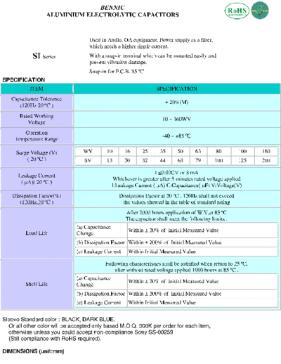 Bennic [snap-in] SI Series  . Electronic Components Datasheets Passive components capacitors Bennic Bennic [snap-in] SI Series.pdf