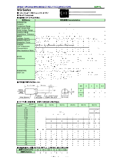 Beryl [radial thru-hole] MQ Series  . Electronic Components Datasheets Passive components capacitors Beryl Beryl [radial thru-hole] MQ Series.pdf