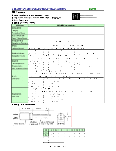Beryl [radial thru-hole] RF Series  . Electronic Components Datasheets Passive components capacitors Beryl Beryl [radial thru-hole] RF Series.pdf