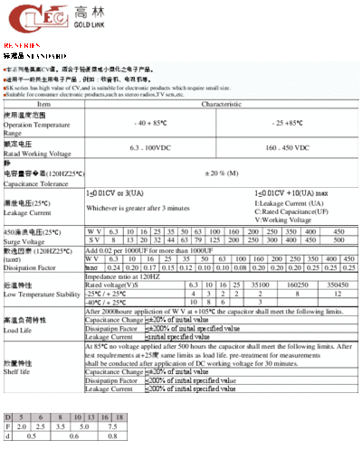 GL [Gold Link] GL [radial] RE Series  . Electronic Components Datasheets Passive components capacitors GL [Gold Link] GL [radial] RE Series.pdf