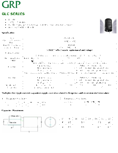 GRP [Hongyi Electronics] GRP [radial thru-hole] GLC Series  . Electronic Components Datasheets Passive components capacitors GRP [Hongyi Electronics] GRP [radial thru-hole] GLC Series.pdf