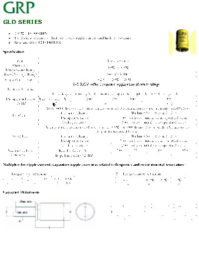 GRP [Hongyi Electronics] GRP [radial thru-hole] GLD Series  . Electronic Components Datasheets Passive components capacitors GRP [Hongyi Electronics] GRP [radial thru-hole] GLD Series.pdf