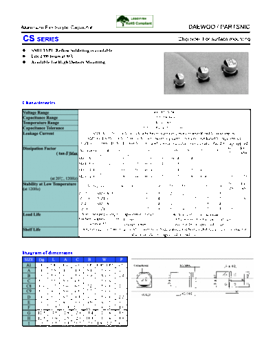 Daewoo-Parstnic Daewoo-Partsnic [SMD] CS Series  . Electronic Components Datasheets Passive components capacitors Daewoo-Parstnic Daewoo-Partsnic [SMD] CS Series.pdf