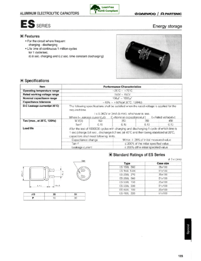Daewoo-Parstnic Daewoo-Partsnic [lug-terminals] ES  Series  . Electronic Components Datasheets Passive components capacitors Daewoo-Parstnic Daewoo-Partsnic [lug-terminals] ES  Series.pdf