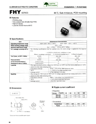 Daewoo-Parstnic Daewoo-Partsnic [snap-in] FHY Series  . Electronic Components Datasheets Passive components capacitors Daewoo-Parstnic Daewoo-Partsnic [snap-in] FHY Series.pdf