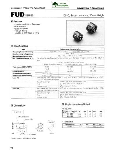 Daewoo-Parstnic Daewoo-Partsnic [snap-in] FUD Series  . Electronic Components Datasheets Passive components capacitors Daewoo-Parstnic Daewoo-Partsnic [snap-in] FUD Series.pdf