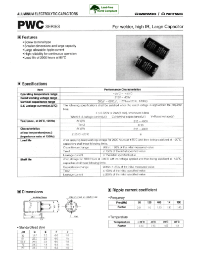 Daewoo-Parstnic Daewoo-Partsnic [screw] PWC Series  . Electronic Components Datasheets Passive components capacitors Daewoo-Parstnic Daewoo-Partsnic [screw] PWC Series.pdf