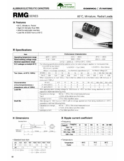 Daewoo-Parstnic Daewoo-Partsnic [radial thru-hole] RMG Series  . Electronic Components Datasheets Passive components capacitors Daewoo-Parstnic Daewoo-Partsnic [radial thru-hole] RMG Series.pdf