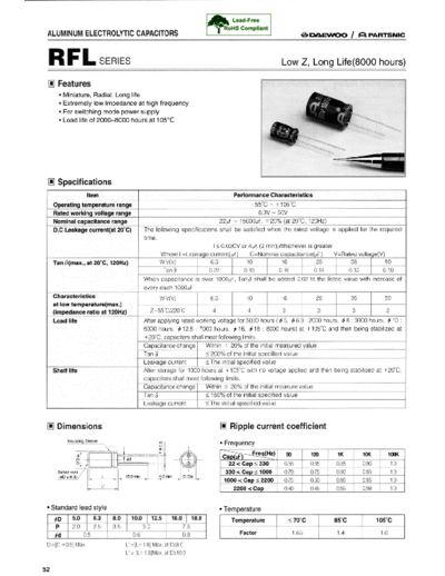 Daewoo-Parstnic Daewoo-Partsnic [radial thru-hole] RFL Series  . Electronic Components Datasheets Passive components capacitors Daewoo-Parstnic Daewoo-Partsnic [radial thru-hole] RFL Series.pdf