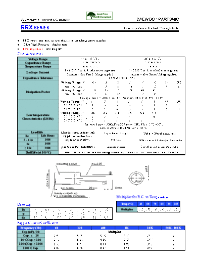 Daewoo-Parstnic Daewoo-Partsnic [radial thru-hole] RRX Series  . Electronic Components Datasheets Passive components capacitors Daewoo-Parstnic Daewoo-Partsnic [radial thru-hole] RRX Series.pdf