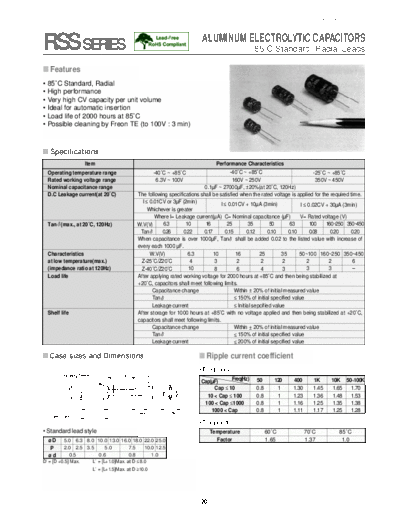 Daewoo-Parstnic Daewoo-Partsnic [radial thru-hole] RSS Series  . Electronic Components Datasheets Passive components capacitors Daewoo-Parstnic Daewoo-Partsnic [radial thru-hole] RSS Series.pdf