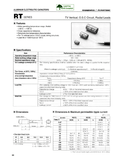 Daewoo-Parstnic Daewoo-Partsnic [radial thru-hole] RT Series  . Electronic Components Datasheets Passive components capacitors Daewoo-Parstnic Daewoo-Partsnic [radial thru-hole] RT Series.pdf