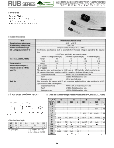 Daewoo-Parstnic Daewoo-Partsnic [radial thru-hole] RUB Series  . Electronic Components Datasheets Passive components capacitors Daewoo-Parstnic Daewoo-Partsnic [radial thru-hole] RUB Series.pdf