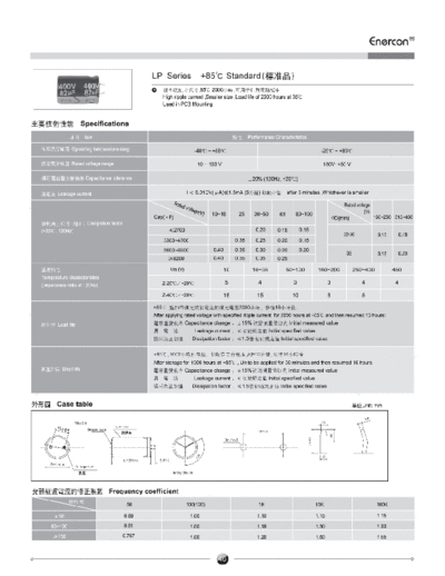Enercon [snap-in, lug terminals] LP Series  . Electronic Components Datasheets Passive components capacitors Enercon Enercon [snap-in, lug terminals] LP Series.pdf