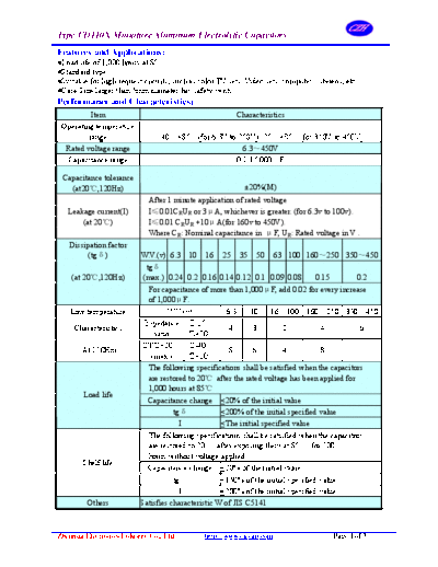 Elecap [radial thru-hole] CD110X Series  . Electronic Components Datasheets Passive components capacitors Elecap Elecap [radial thru-hole] CD110X Series.pdf