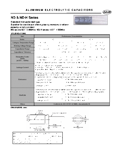 Elite [radial thru-hole] ND-H Series  . Electronic Components Datasheets Passive components capacitors Elite Elite [radial thru-hole] ND-H Series.pdf