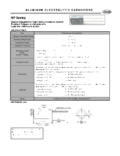 Elite [radial thru-hole] NP Series  . Electronic Components Datasheets Passive components capacitors Elite Elite [radial thru-hole] NP Series.pdf