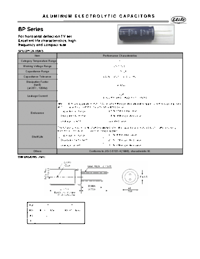 Elite [radial thru-hole] BP Series  . Electronic Components Datasheets Passive components capacitors Elite Elite [radial thru-hole] BP Series.pdf
