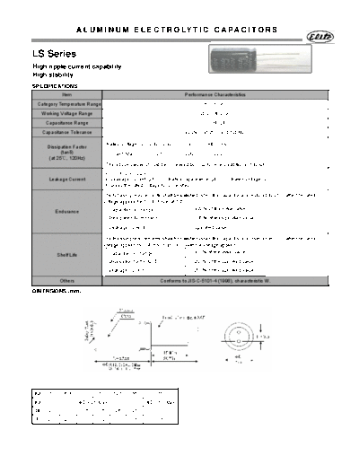 Elite [radial thru-hole] LS Series  . Electronic Components Datasheets Passive components capacitors Elite Elite [radial thru-hole] LS Series.pdf