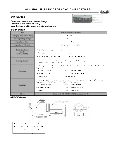 Elite [radial thru-hole] PC Series  . Electronic Components Datasheets Passive components capacitors Elite Elite [radial thru-hole] PC Series.pdf